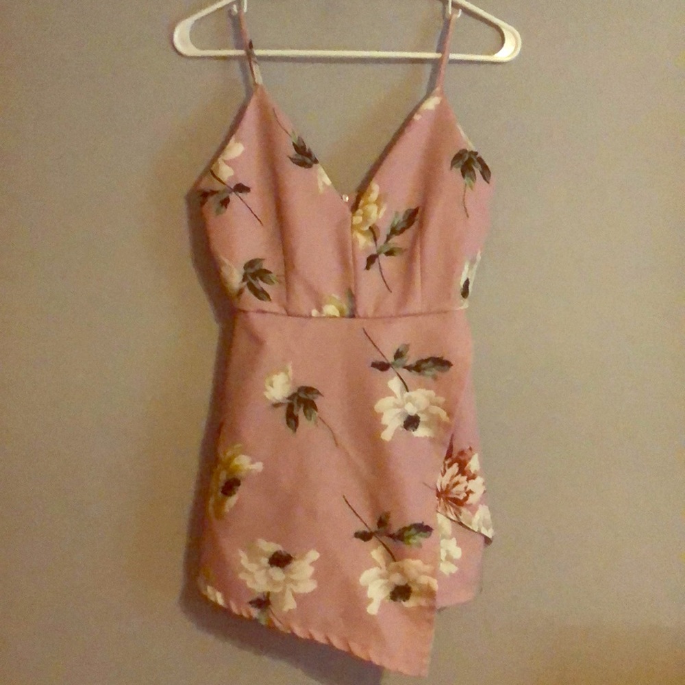 Pink floral romper